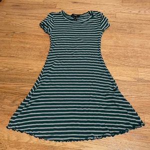 Dark green white striped dress size medium